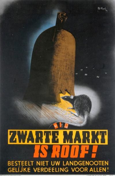 null Pat Keely 1944 - "Zwarte Markt is Roof!" - Impr. James Haworth & Brother - Affiche...