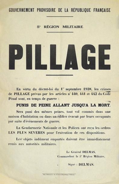 null (LIBÉRATION du LOIRET) - PILLAGE - " Gouvernement provisoire de la République...