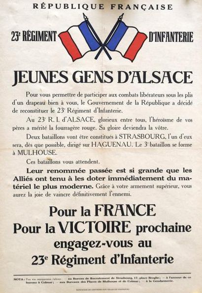 null (LIBÉRATION DE L'ALSACE) - " JEUNES GENS D'ALSACE, Pour la France, pour LA VICTOIRE...