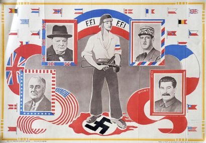 null FFI - FFI, (Churchill, Staline, Roosevelt, De Gaulle) - Impr. L'imagerie Française...