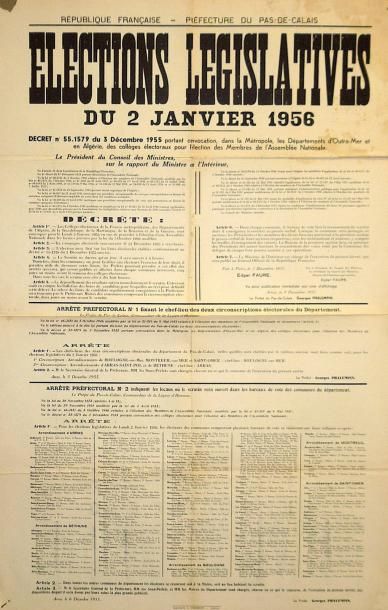 null Préfecture du PAS-DE-CALAIS - « ÉLECTIONS LÉGISLATIVES du 2 Janvier 1956 » -...