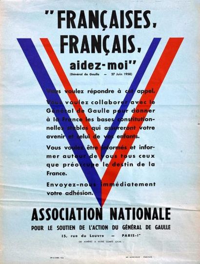 null (DE GAULLE - 1958) - "ASSOCATION NATIONALE pour le Soutien de l'action du général...