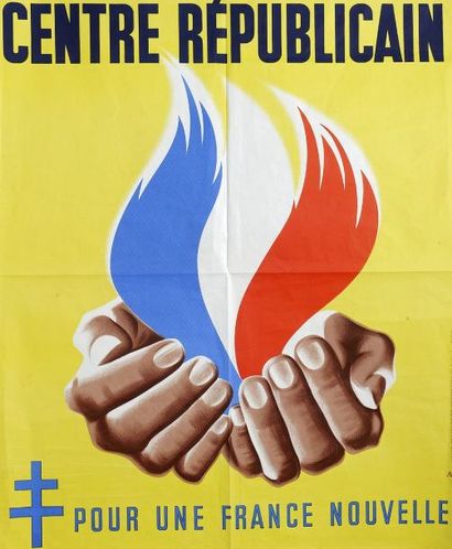 null (DE GAULLE) - 1958 - "CENTRE RÉPUBLICAIN. Pour une France nouvelle" - AFP Agence...