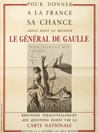 null DE GAULLE - (1958) - "Pour donner à la France SA CHANCE, Aidez dans sa mission...