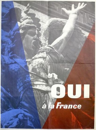 null (DE GAULLE) - " OUI, à la France " - (bleu, blanc, rouge) - Imprimerie Maréchal,...