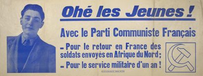 null (Contre la Guerre d'Algérie) -" OHÉ LES JEUNES ! avec le Parti Communiste Français,...