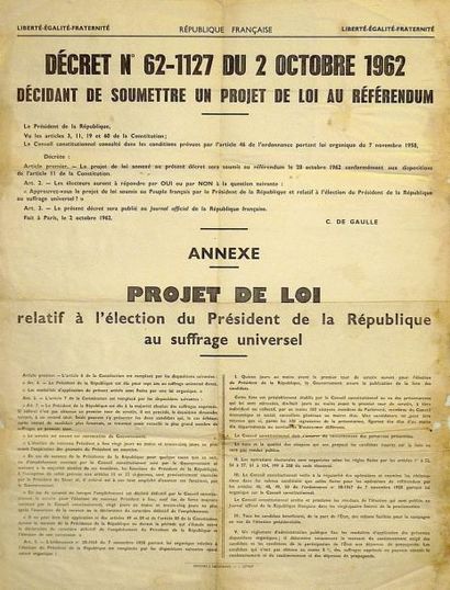 null C. DE GAULLE - Référendum du 2 Octobre 1962 du " Projet de Loi relatif à l'Élection...