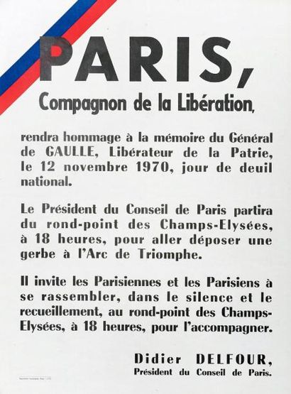 null PARIS, Compagnon de la Libération, rendra hommage à la mémoire du Général DE...