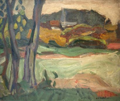 Latil Jean Claude (1932 - 2007) «Paysage» Huile sur toile signée. 55 x 46 cm