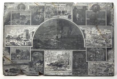 Scott Henri (XIX°) Maquette d'imprimerie sur les évènements de la guerre de 1870....