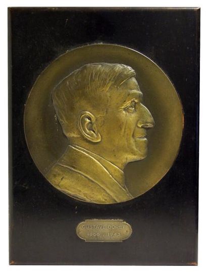 null «Gustave Doret» Médaille commémorative en bronze contrecollé sur panneau de...
