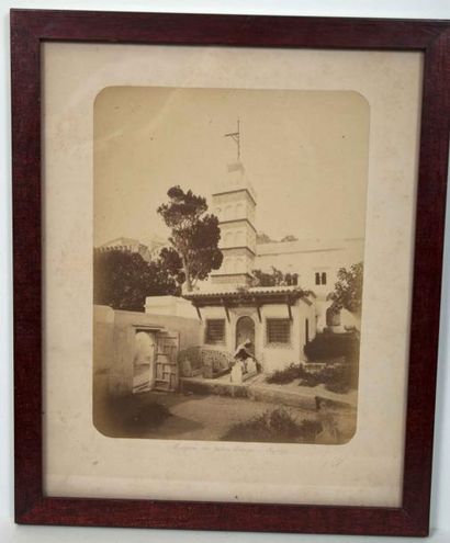 Geiser Jean (1848 - 1923) «La mosquée du Jardin Marengo à Alger» Tirage d'époque...