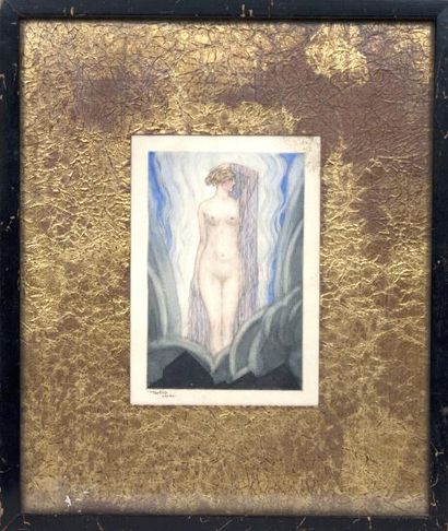 Lalau Maurice (1881 -?) «Allégorie» Aquarelle sur papier signée en bas à gauche....