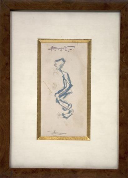 Bugatti Carlo (1856 - 1940) «Etude de figure» Crayon et aquarelle sur papier signé...
