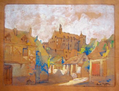 Bertin Emile (1878 - 1957) «Projet de décor de théâtre» gouache sur carton signée...