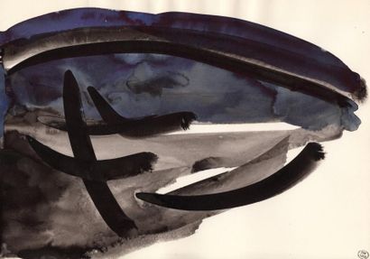 Maar Dora (1907 - 1997) «Composition» Aquarelle sur papier 19 x 29 cm Cachet de la...