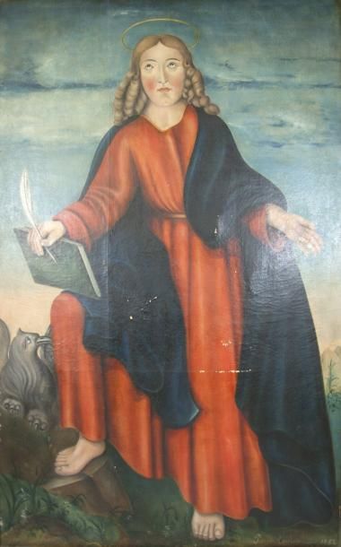 Tourde Pierre (XIX°) «Christ assis» Huile sur toile