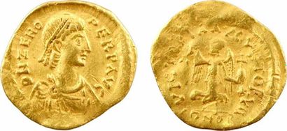 null BYZANTINE COINS Zénon, tremissis, Constantinople, 475 A/D N ZENO PERP AVG Buste...