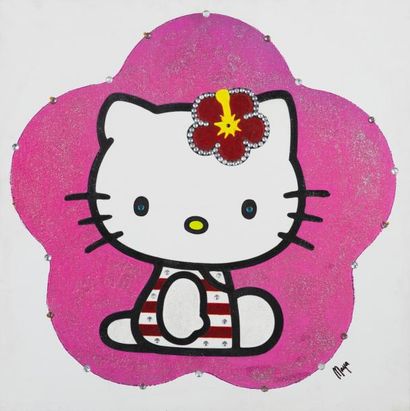 MAYA (Née en 1975) Hello Kitty, 2005 Technique mixte sur toile Signée en bas à droite...