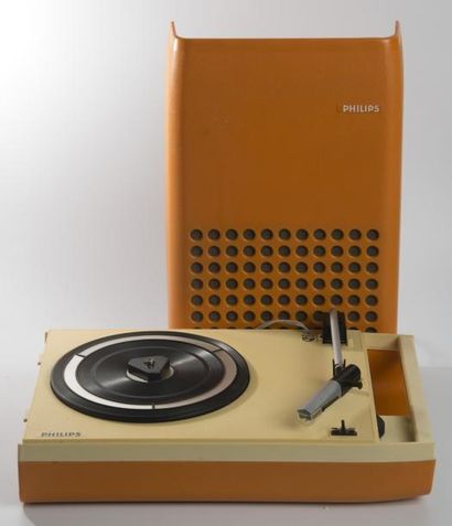 null Tourne disque PHILIPS, vers 1960 Tourne-disque transportable en plastique o...