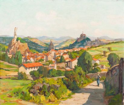 Jean ARNAVIELLE (1881-1961) Le Puy vu d'Espaly Huile sur panneau Signée en bas à...