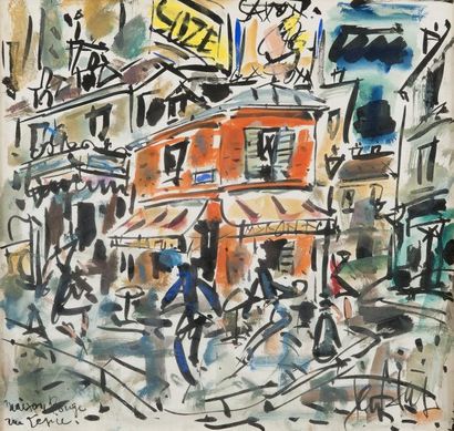GEN PAUL (1895-1975) La Rue Lepic Gouache sur papier Signée en bas à gauche et située...