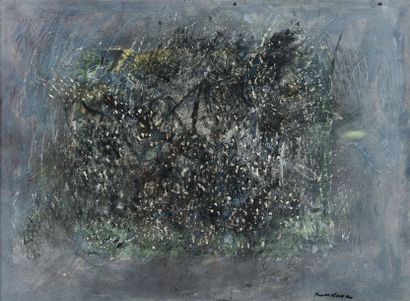 Ida KARSKAYA (1905-1990) Gris quotidien, 1960 Gouache et fusain sur papier Signé...