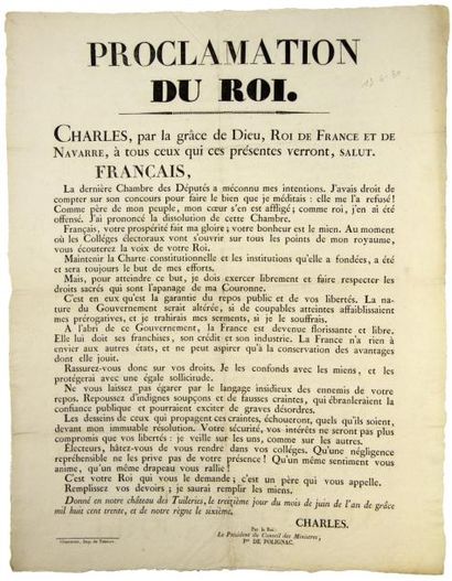 null (CHARLES X) - Proclamation du Roi CHARLES Roi de France et de Navarre. Donné...