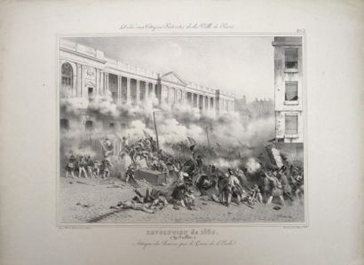 null PARIS - «RÉVOLUTION DE 1830, 29 juillet, ATTAQUE DU LOUVRE par le Quai de l'École»....