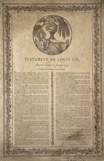 null (IMAGE SÉDITIEUSE) - «TESTAMENT de LOUIS XVI, Mort le lundi 21 Janvier 1793»...