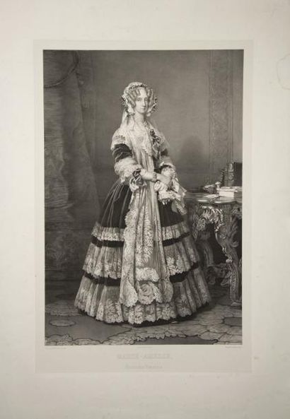 null DUCHESSE D'ORLÉANS - PORTRAIT de «MARIE-AMÉLIE, Reine des Français». 1842. Grande...