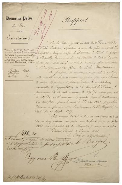 MARIE AMÉLIE de BOURBON Reine des Français, Femme de LOUIS PHILIPPE 1er Rapport Signé...