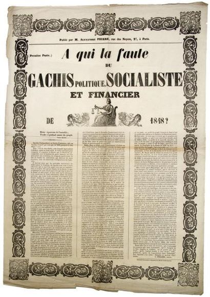 (Victor HUGO - 1848 - SOCIALISTE) «A qui la faute du Gâchis politique, SOCIALISTE...
