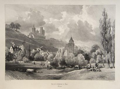 null AISNE (02) - «Vue de la CATHÉDRALE DE LAON, PICARDIE». Vers 1850. Lithographie...