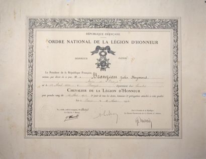 (LANDES) - Brevet de Chevalier de la Légion...