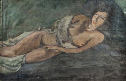 Vladimir NAIDITCH (1903-1980). Ecole russe Femme alanguie Huile sur toile, signée...