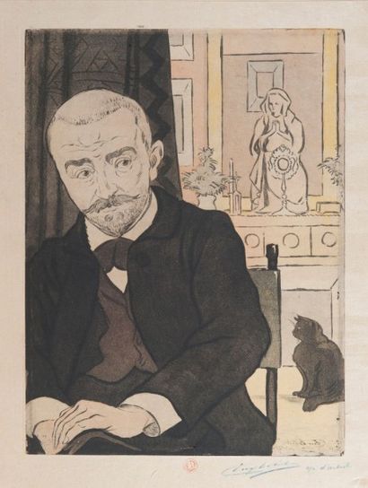Eugène DELATRE (1864 - 1938) Portrait de Huysmans publié dans l' album VI de l' Estampe...