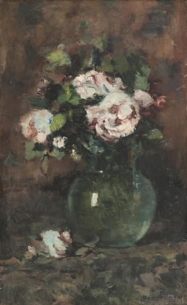 Albert Marie LEBOURG (1849-1928) Bouquet de fleurs Huile sur toile, signée en bas...