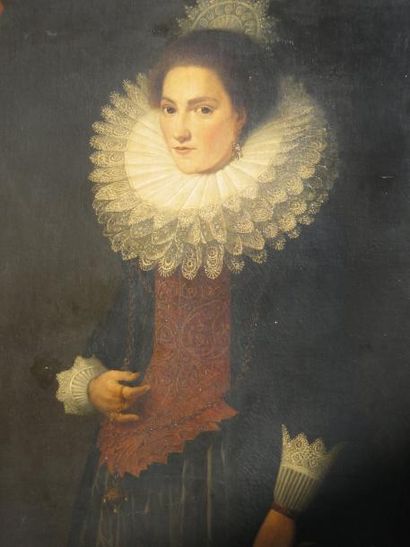 Attribué à Anthonie van RAVESTEYN (1570 - 1669) Portrait de femme Toile, panneau...