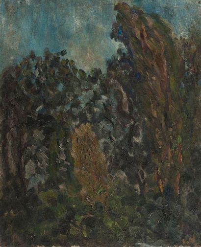 Vladimir NAIDITCH (1903-1980). Ecole russe La cime des arbres Huile sur toile, monogrammée...