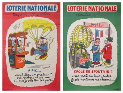 J. PRUVOST LOTERIE NATIONALE - Deux affiches «Façons de parler» et «Hautes sphères»...