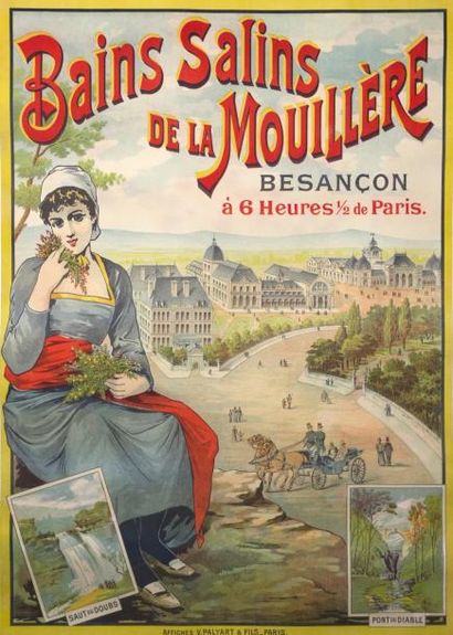 BESANÇON Bains Salins de la Mouillère (fin XIXe) - Affiches V.Palyart & Fils, Paris...