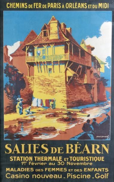 ROUSSEL RENÉ (XIX - XX°) Affiche «Salies de Béarn Chemin de fer de Paris à Orléans»...