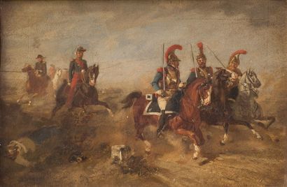 null Clément-August ANDRIEUX (1829-1880)

Napoléon III en campagne

Huile sur bois,...