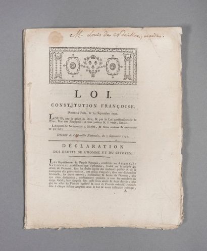 null Constitution française

Loi, Constitution française, donnée à Paris le 14 septembre...