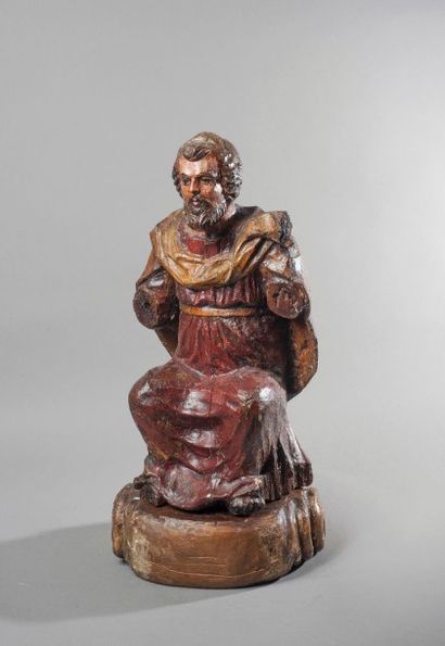 null Travail populaire
Saint en bois sculpté polychrome
Haut. : 44,5 cm
(manques...