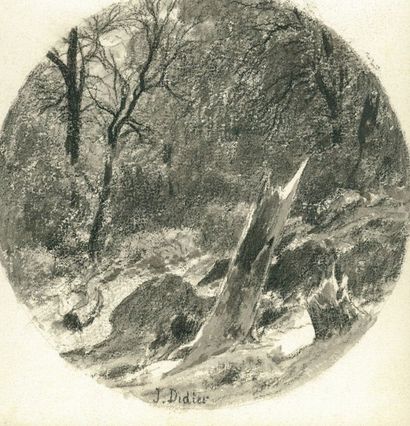 null Jules DIDIER (1831-1892)

Paysage forestier

Fusain et lavis d’encre en médaillon

Signé...