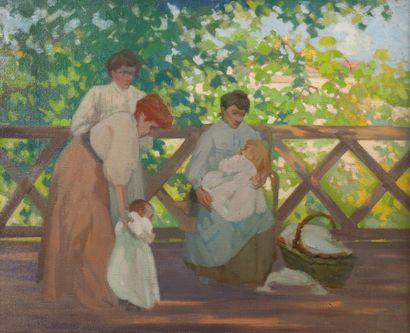 null Henri HOURTAL (1877-1944) 

Femmes et enfants sur la terrasse

Huile sur toile

65...