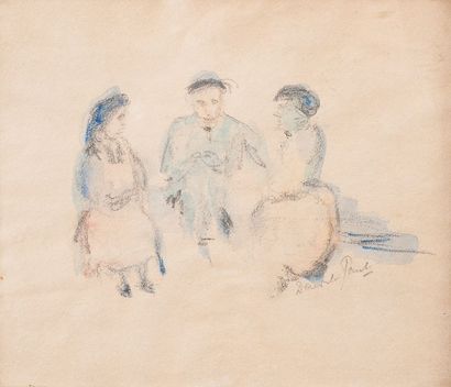 D. PAUL Trois femmes Aquarelle sur papier, signée en bas à droite 20 x 23,5 cm