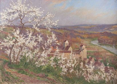 Ferdinand PINAL (1881-1958) Début de printemps à Crouttes Huile sur toile, signée...